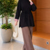 Long-sleeve crew neck tunic with ribbed trim Black – Bild 2