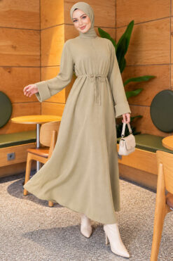 Long-Sleeve French Terry Dress with Waist Tie Hazel