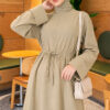 Long-Sleeve French Terry Dress with Waist Tie Hazel - Imagen 2