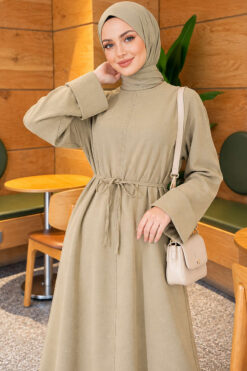 Alternative view of Long-Sleeve French Terry Dress with Waist Tie Hazel