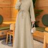 Long-Sleeve French Terry Dress with Waist Tie Hazel - Imagen 3