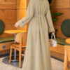 Long-Sleeve French Terry Dress with Waist Tie Hazel - Imagen 4