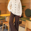 Button-Detailed Bearded Cardigan Ecru - Image 2