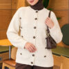 Button-Detailed Bearded Cardigan Ecru - Image 3