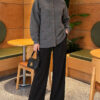 Button-Detailed Bearded Cardigan Smoke - Image 2