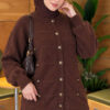 Button-Detailed Bearded Cardigan Brown