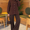 Button-Detailed Bearded Cardigan Brown - Image 2