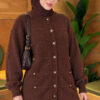 Button-Detailed Bearded Cardigan Brown - Image 3