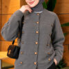 Button-Detailed Bearded Cardigan Slate Grey