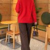Button-Detailed Bearded Cardigan Red - Image 4