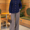 Button-Detailed Bearded Cardigan Navy Blue - Image 2