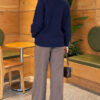 Button-Detailed Bearded Cardigan Navy Blue - Image 4
