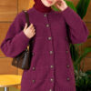 Button-Detailed Bearded Cardigan Plum - Image 3