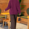 Button-Detailed Bearded Cardigan Plum - Image 4