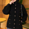 Button-Detailed Bearded Cardigan Black - Image 3