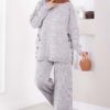 Button-Details Sparkly Knit Two-Piece Set Grey