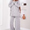 Button-Details Sparkly Knit Two-Piece Set Grey – Image 3