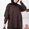 Button-Details Sparkly Knit Two-Piece Set Brown - Imagen 2