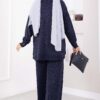 Button-Details Sparkly Knit Two-Piece Set Navy Blue - immagine 4