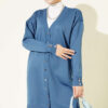 Button-Detail V-Neck Knit Cardigan Indigo