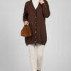 Button-Detail V-Neck Knit Cardigan Brown – Bild 2