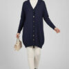 Button-Detail V-Neck Knit Cardigan Navy Blue – Bild 2