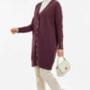 Button-Detail V-Neck Knit Cardigan Plum – Bild 2