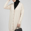 Button-Detail V-Neck Knit Cardigan Stone