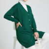 Button-Detail V-Neck Knit Cardigan Emerald