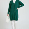 Button-Detail V-Neck Knit Cardigan Emerald – Bild 2