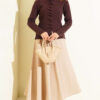 Button-Detail Ruffled Knit Cardigan Dark Brown - Imagen 2