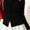 Button-Detail Ruffled Knit Cardigan Black - Imagen 4