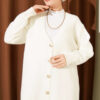 Buttoned Basic Soft Knit Cardigan Ecru