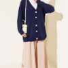 Buttoned Basic Soft Knit Cardigan Navy Blue – Image 2