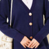 Buttoned Basic Soft Knit Cardigan Navy Blue – Image 4