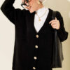 Buttoned Basic Soft Knit Cardigan Black