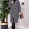Button-Up Pocket Long Knit Cardigan Anthracite - الصورة 3