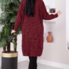 Button-Up Pocket Long Knit Cardigan Burgundy - Imagen 4