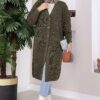 Button-Up Pocket Long Knit Cardigan Khaki