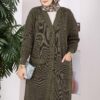 Button-Up Pocket Long Knit Cardigan Khaki - الصورة 2