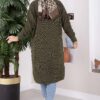 Button-Up Pocket Long Knit Cardigan Khaki - الصورة 4