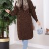 Button-Up Pocket Long Knit Cardigan Brown – Bild 4
