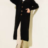 Button-Up Pocket Long Knit Cardigan Black