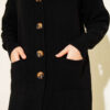Button-Up Pocket Long Knit Cardigan Black – Image 4