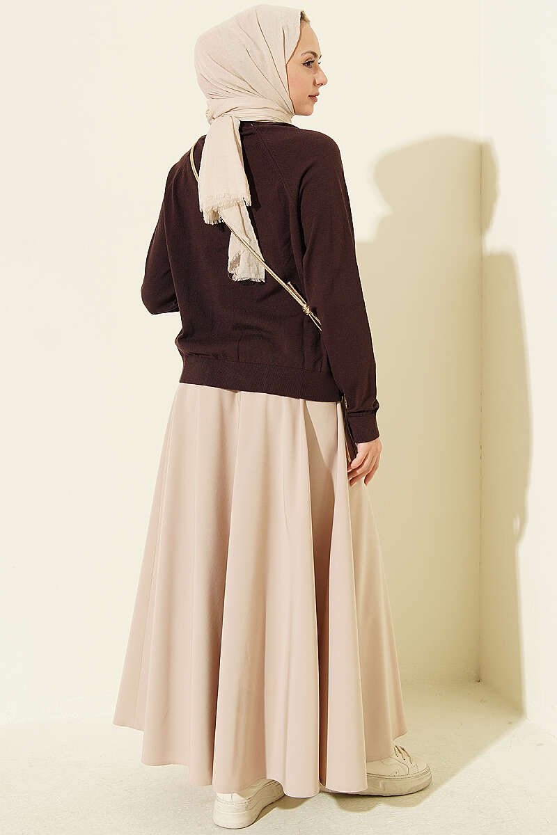 Buttoned Fine Knit Cardigan Dark Brown - immagine 3