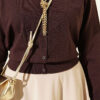 Buttoned Fine Knit Cardigan Dark Brown - immagine 4
