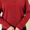 Buttoned Fine Knit Cardigan Burgundy – Image 4