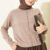 Buttoned Fine Knit Cardigan Mink