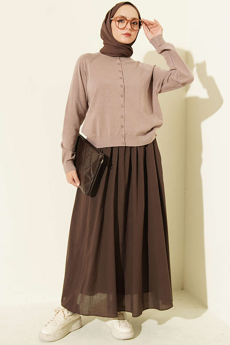 Buttoned Fine Knit Cardigan Mink - Imagen 2