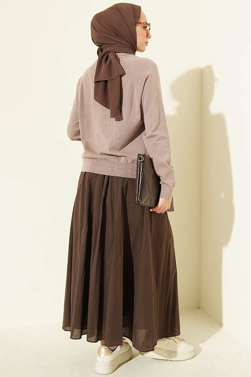 Buttoned Fine Knit Cardigan Mink - Imagen 3